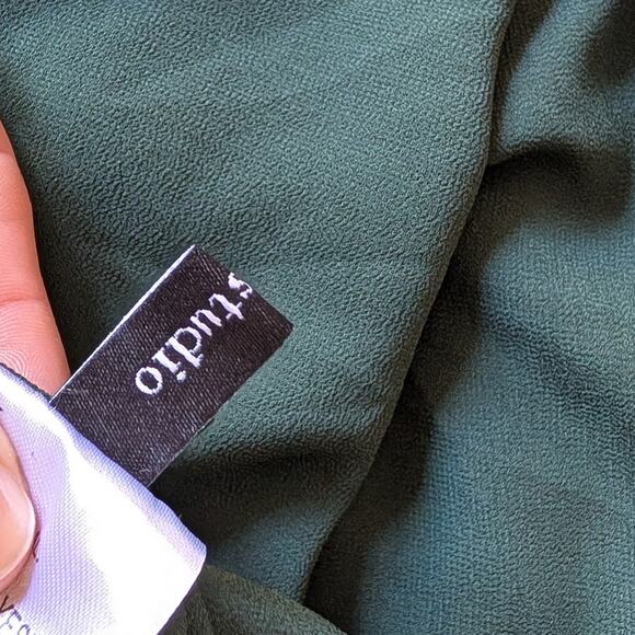 OMi + Studio Hunter Green Tie Spaghetti Straps Front Slit Midi Dress, size L - Picture 8 of 9